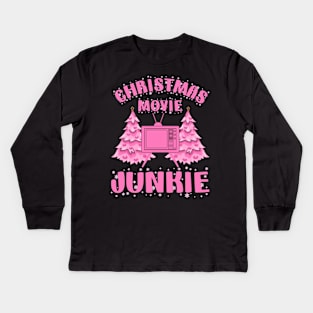 Pink Christmas Movie Junkie Paradise Kids Long Sleeve T-Shirt